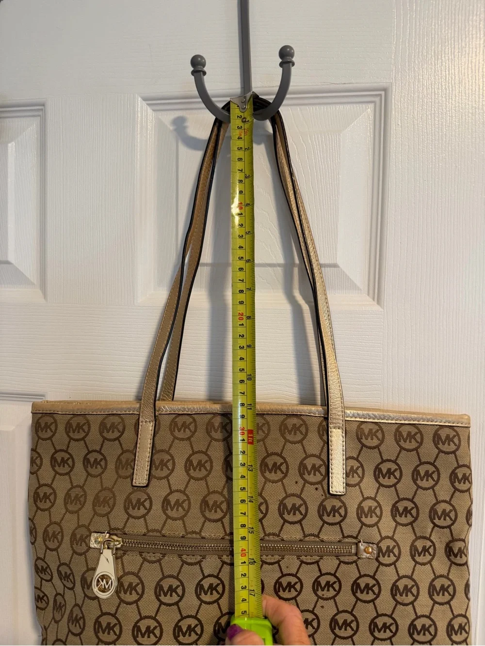 Michael Kors Tan/Brown Monogram Tote with Gold Accents